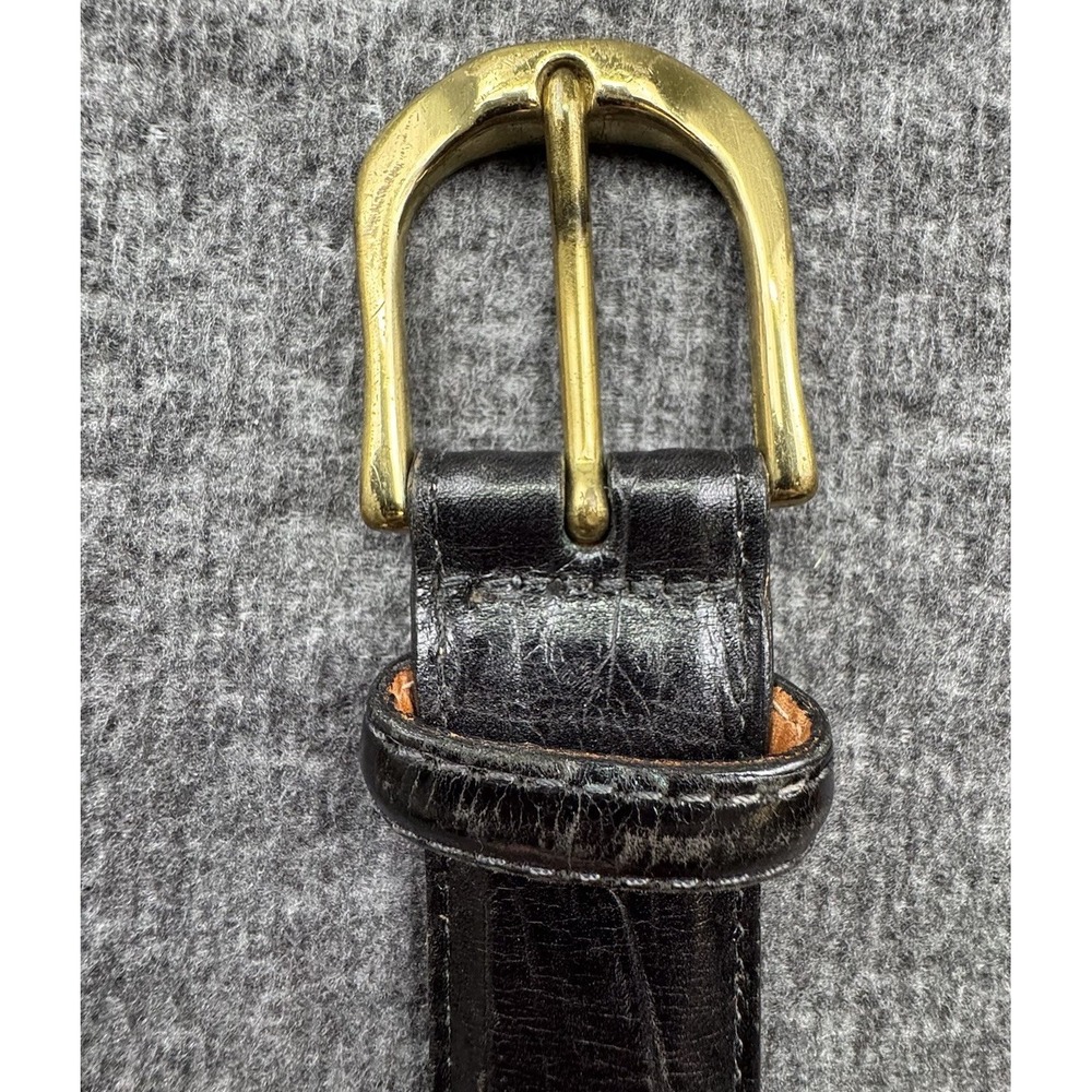 Martin‎ Dingman Black Alligator Grain Leather Mens Belt 38 Brass Buckle 01705